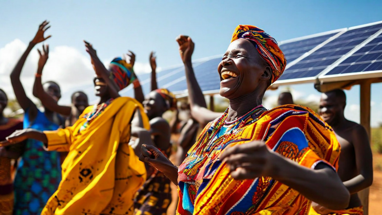 Community gathering to celebrate clean energy project launch.