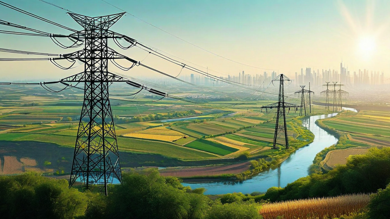 Electricity distribution lines linking renewable projects to communities.